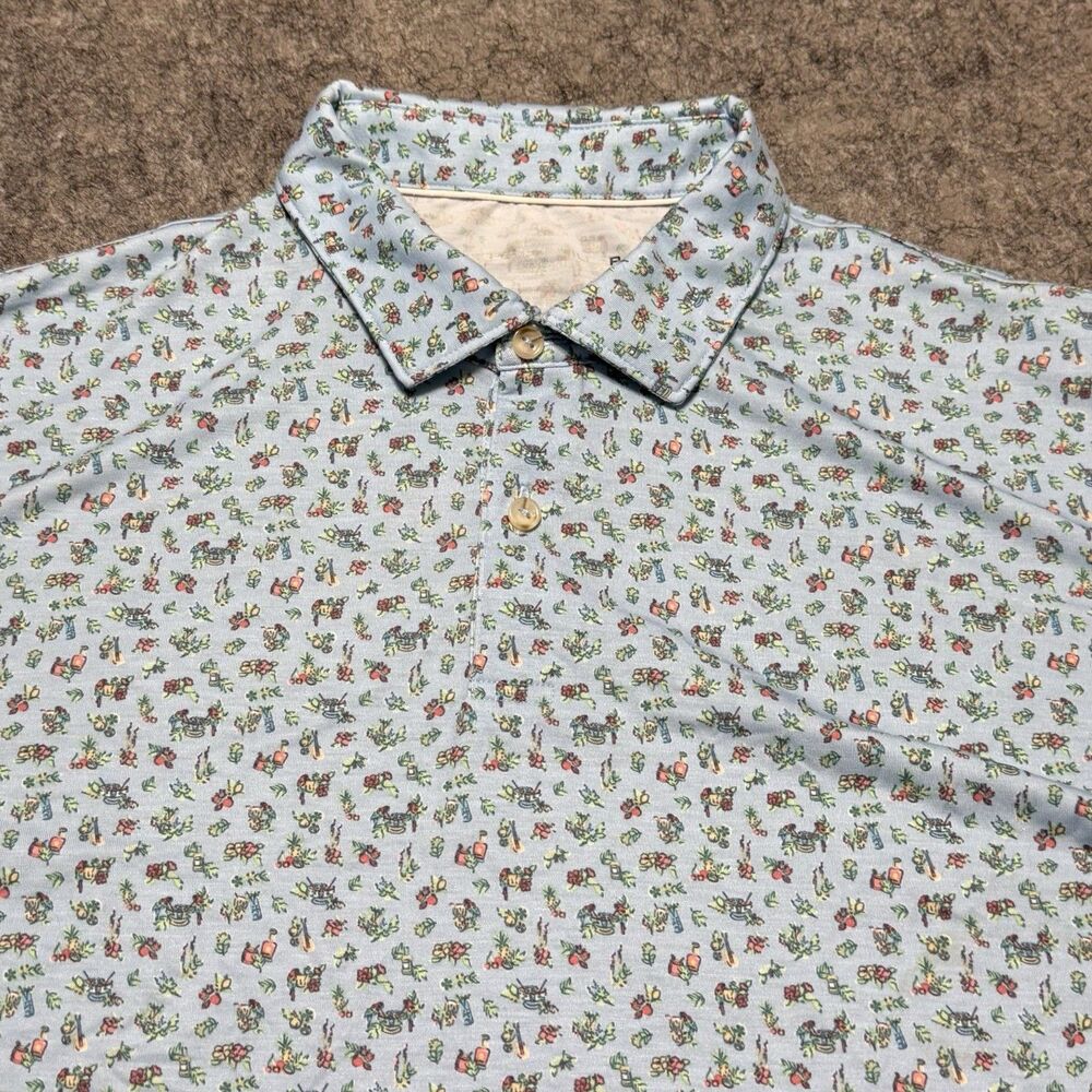 Peter Millar Crown Sport Shirt Mens Large R Blue Novelty Print Cove Club Cabo